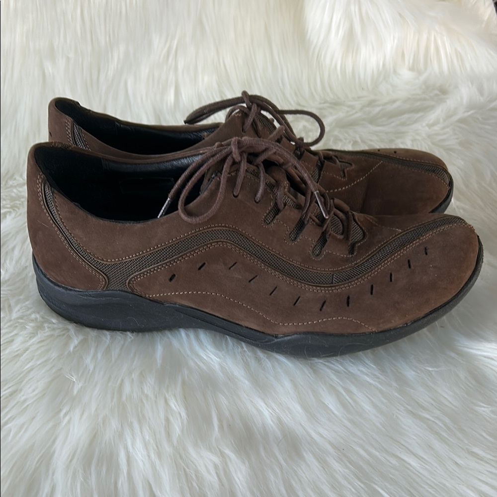 Brown Suede Oxfords with Lace-Up Design